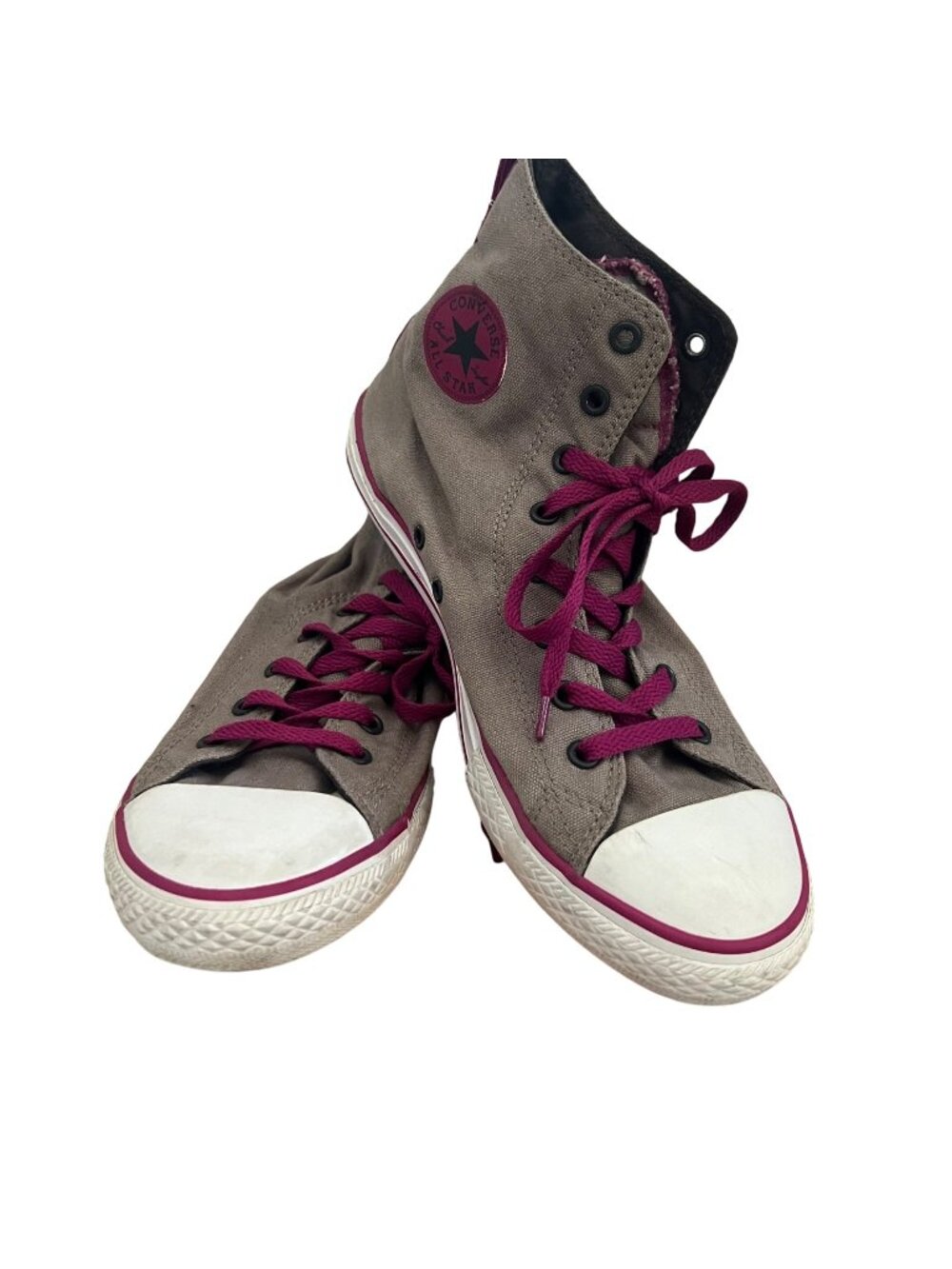 Converse Size 6 Gray & Pink Chuck Taylor All Star High Top Sneakers Shoes